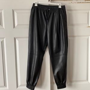 ZARA Faux Leather Joggers with Pockets